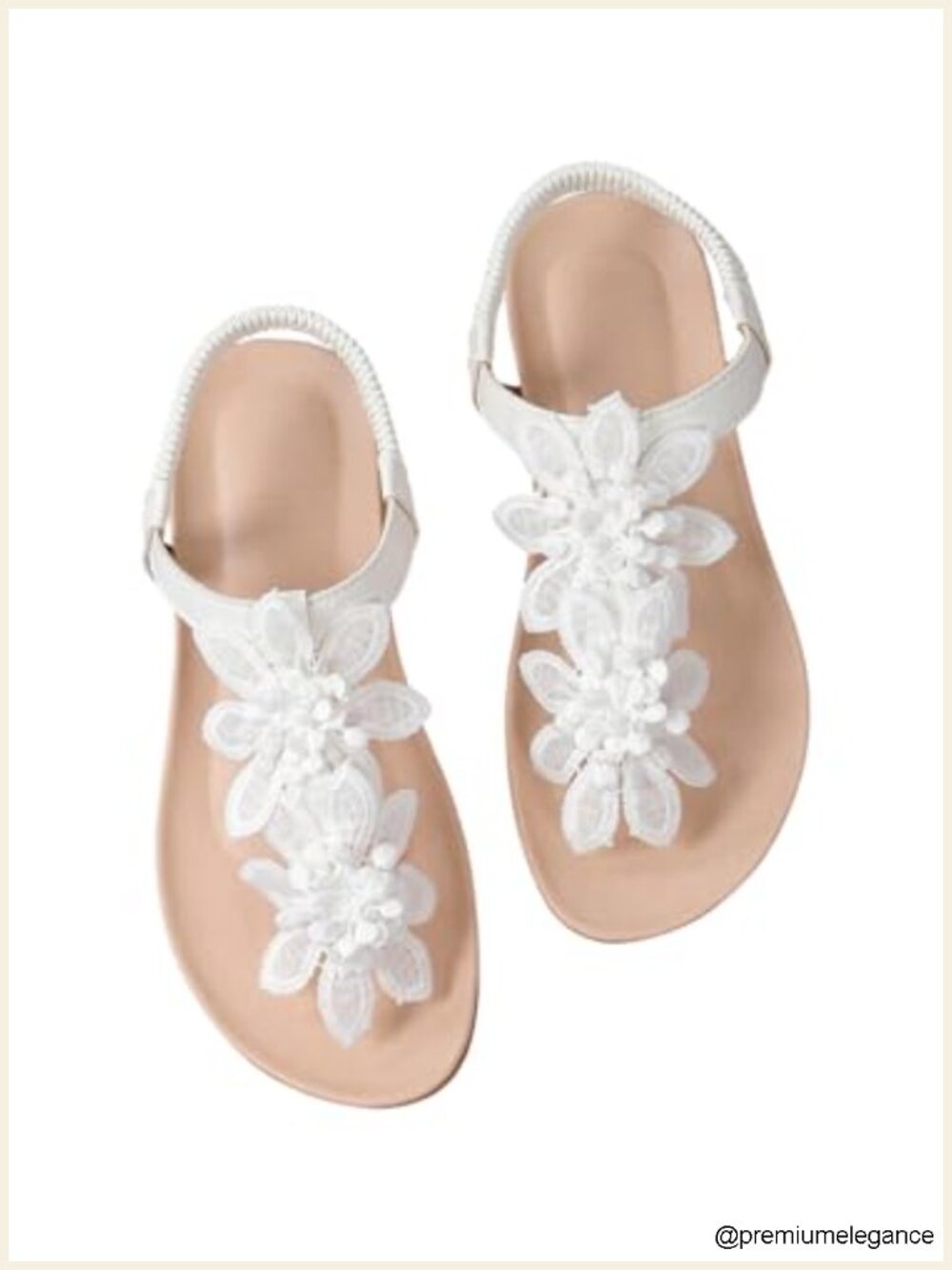 Women's Lace Flower Flat Sandals T-Strap Thongs Open Toe Summer Beach Shoes